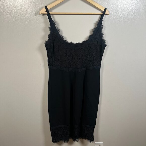 DVF Olivette Lace Trim Slip Dress Size 14 Black Cocktail 90s Practical Magic - Picture 3 of 11